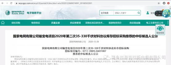 ?？死怪袠?biāo)國(guó)家電網(wǎng)有限公司輸變電35-330千伏材料協(xié)議庫(kù)存項(xiàng)目,中標(biāo)金額2858.16萬元